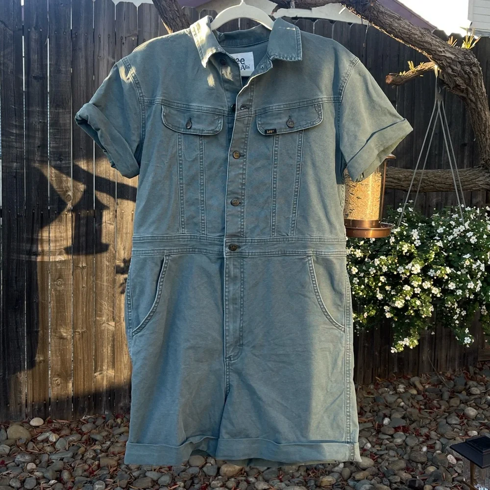 Lee Union Alls Denim Romper in Olive Green Medium - Picture 2 of 10